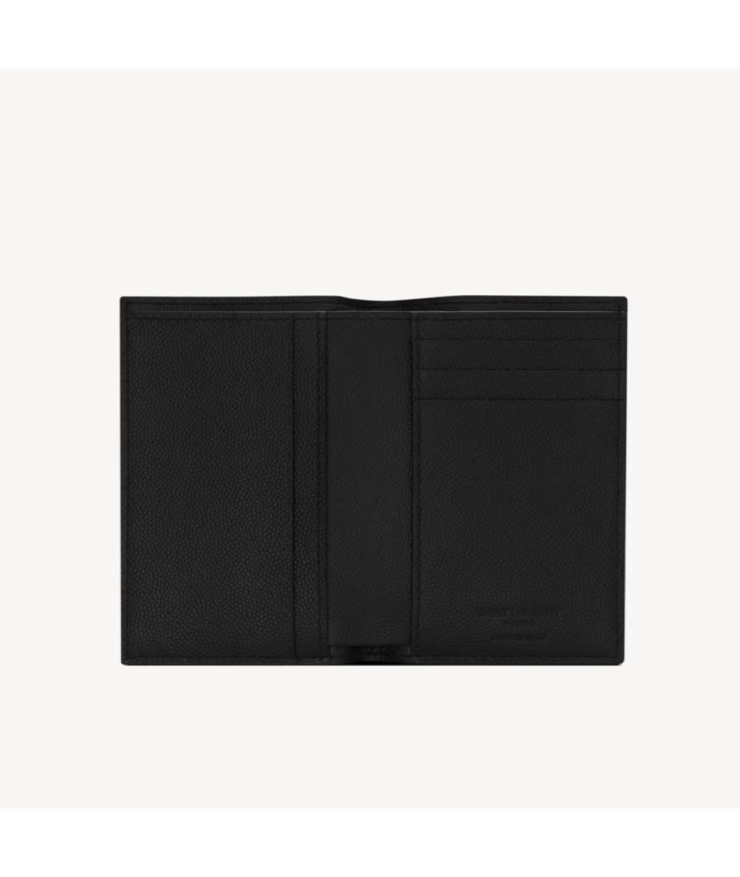 SAINT LAURENT Черный кожаный кошелек, фото 3