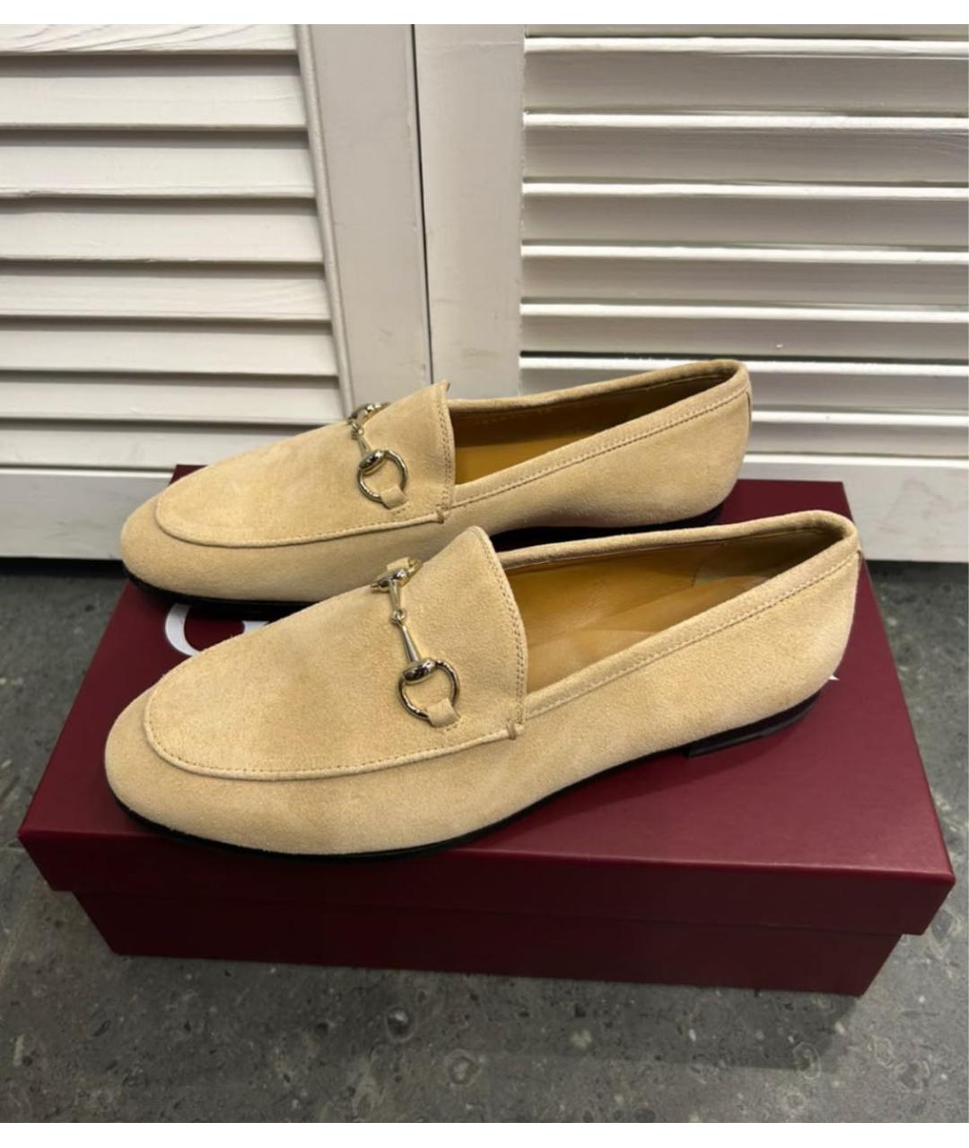 GUCCI Бежевые замшевые лоферы, фото 9