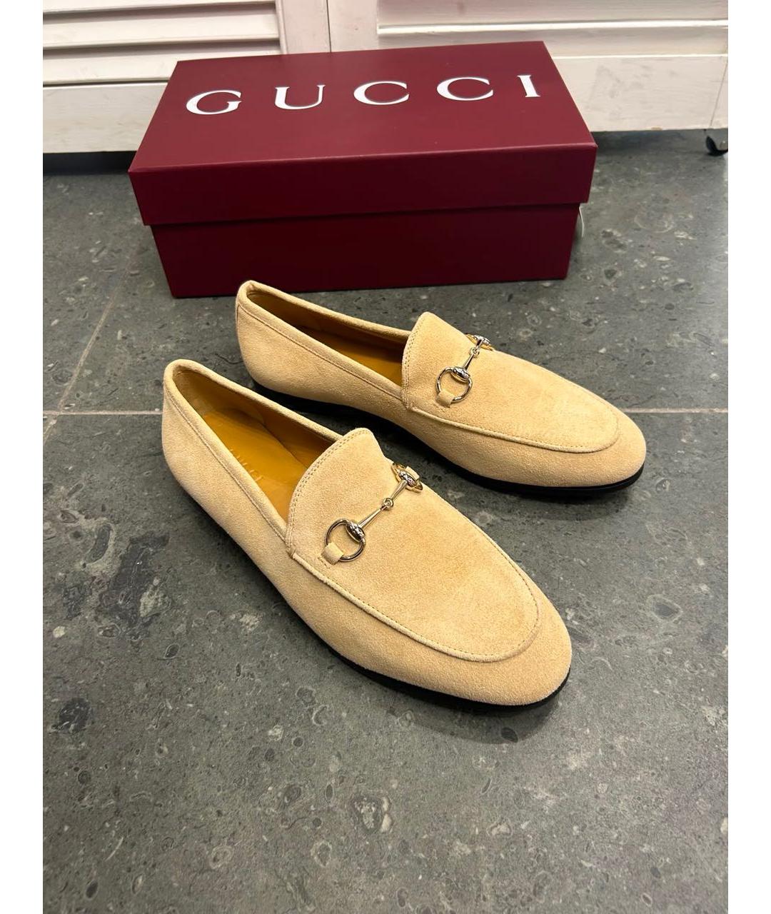 GUCCI Бежевые замшевые лоферы, фото 7