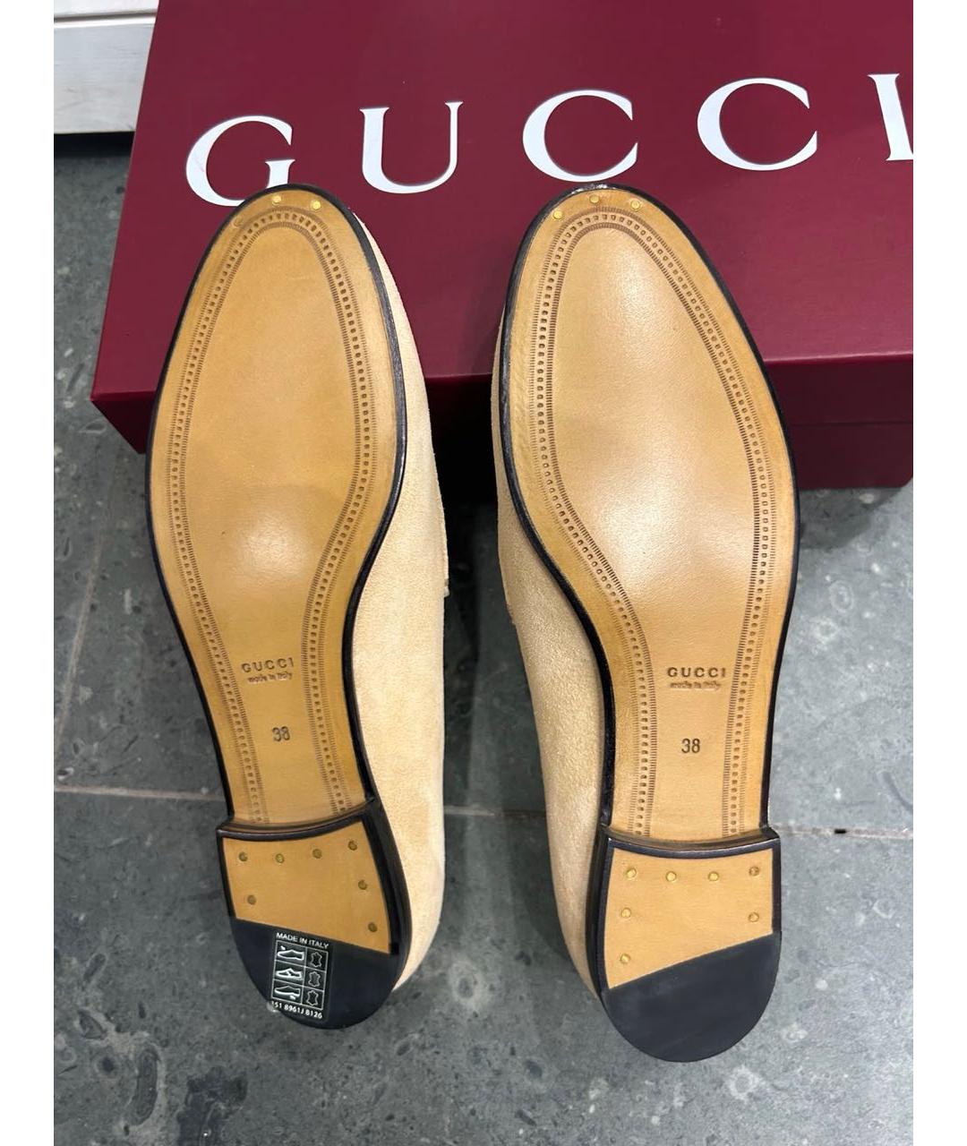 GUCCI Бежевые замшевые лоферы, фото 2