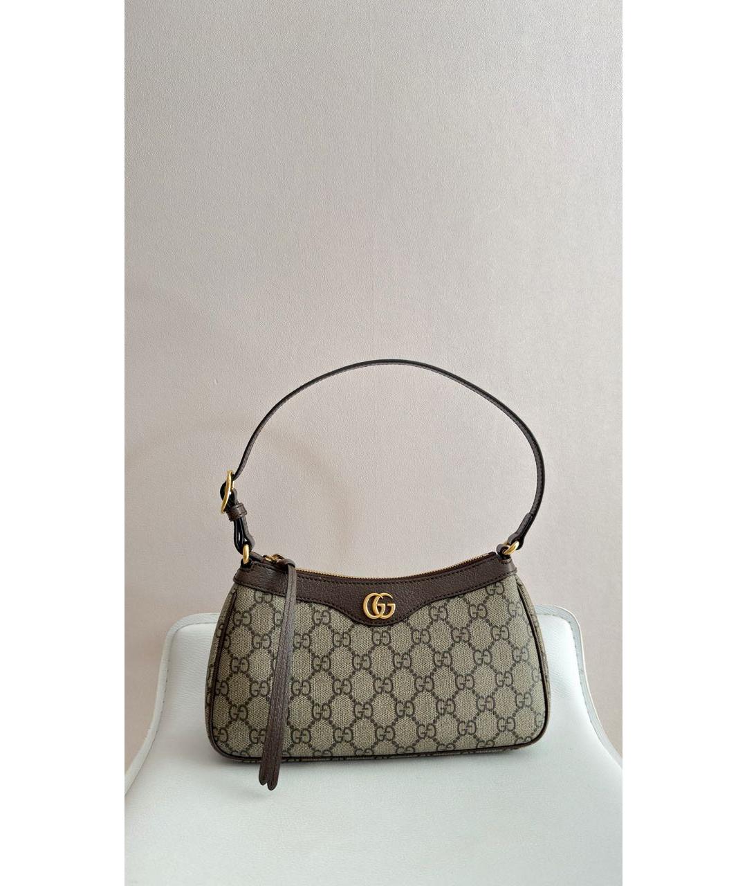 GUCCI Коричневая кожаная сумка с короткими ручками, фото 5