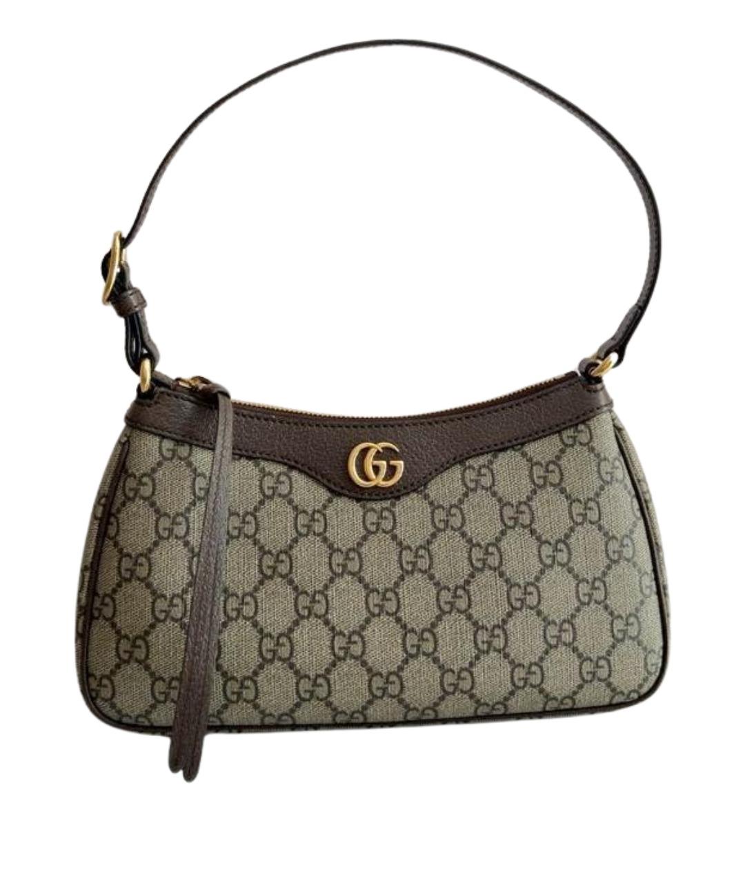 GUCCI Коричневая кожаная сумка с короткими ручками, фото 1