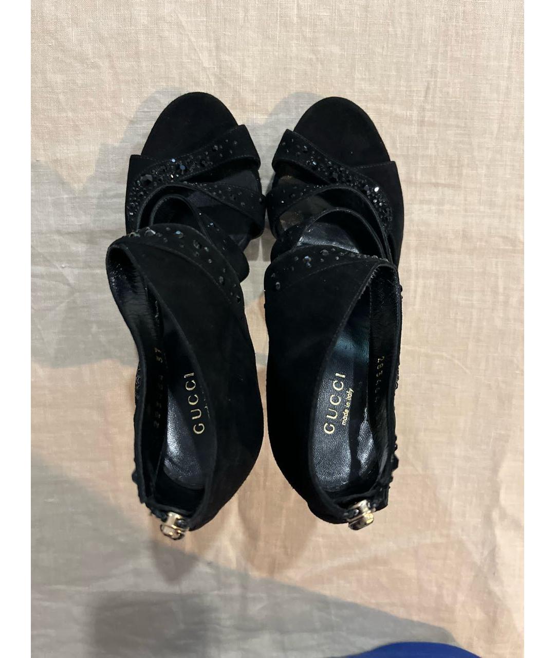 GUCCI Черные замшевые туфли, фото 3