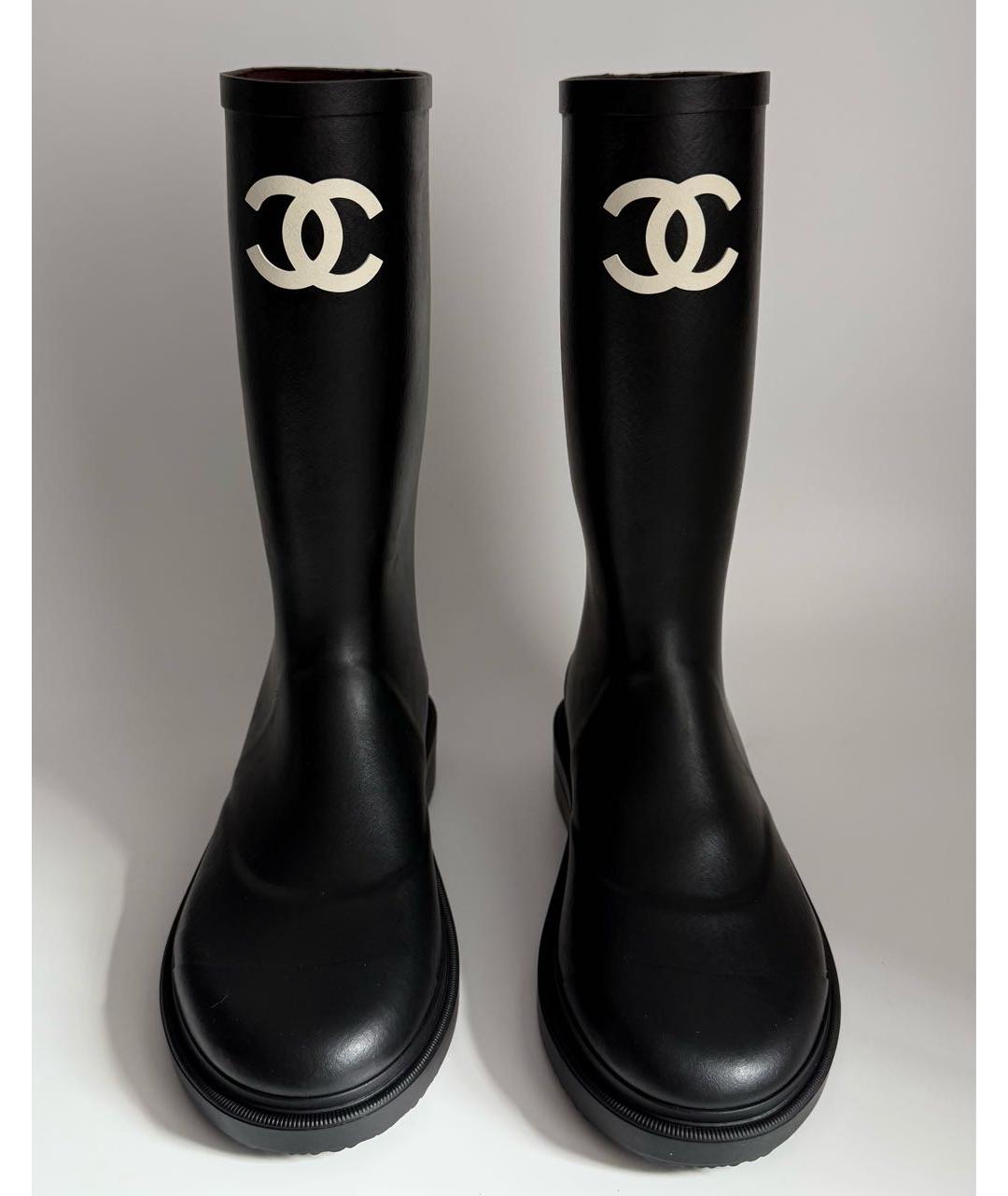 CHANEL Черные резиновые сапоги, фото 2