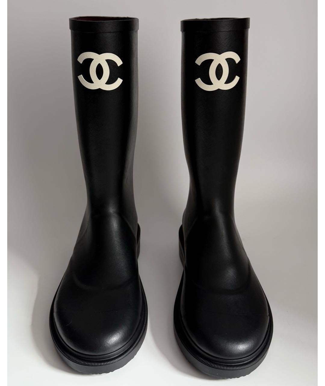 CHANEL Черные резиновые сапоги, фото 2