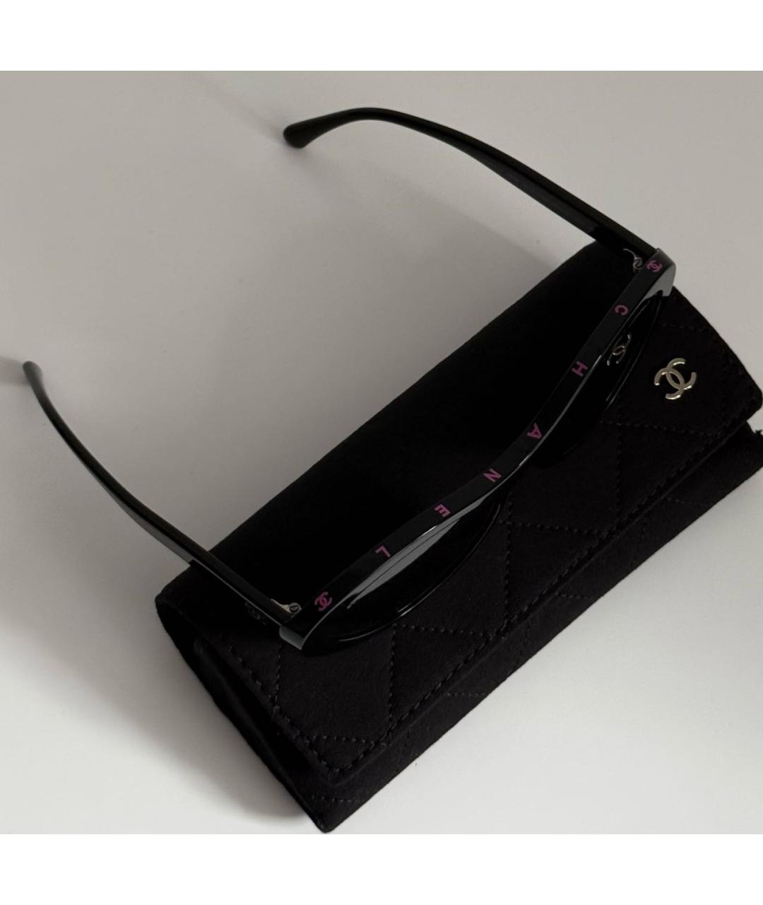 CHANEL Черные пластиковые солнцезащитные очки, фото 4