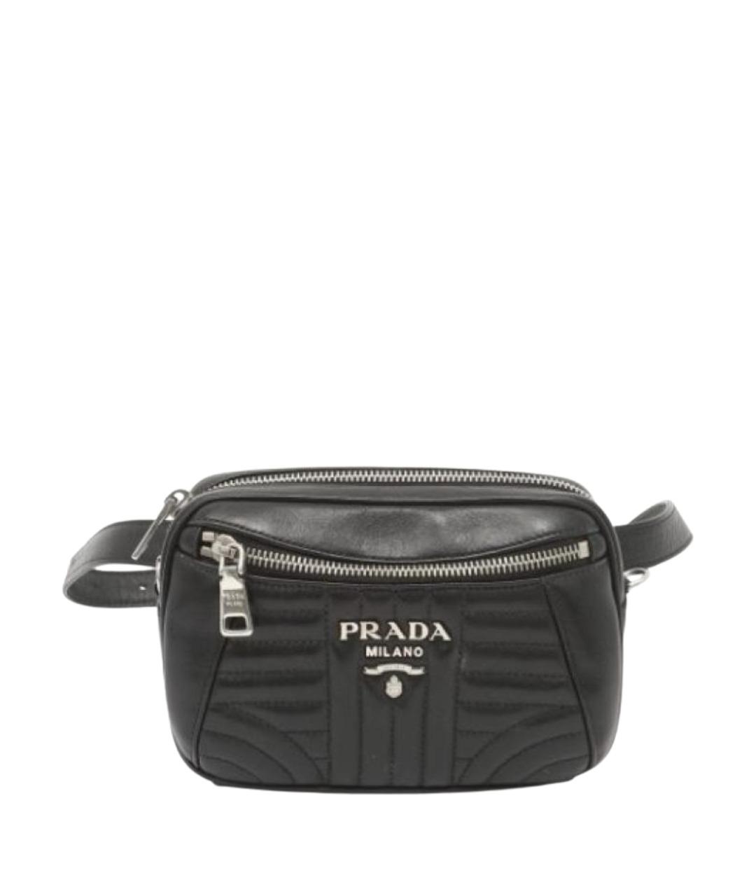 PRADA Черная кожаная поясная сумка, фото 1