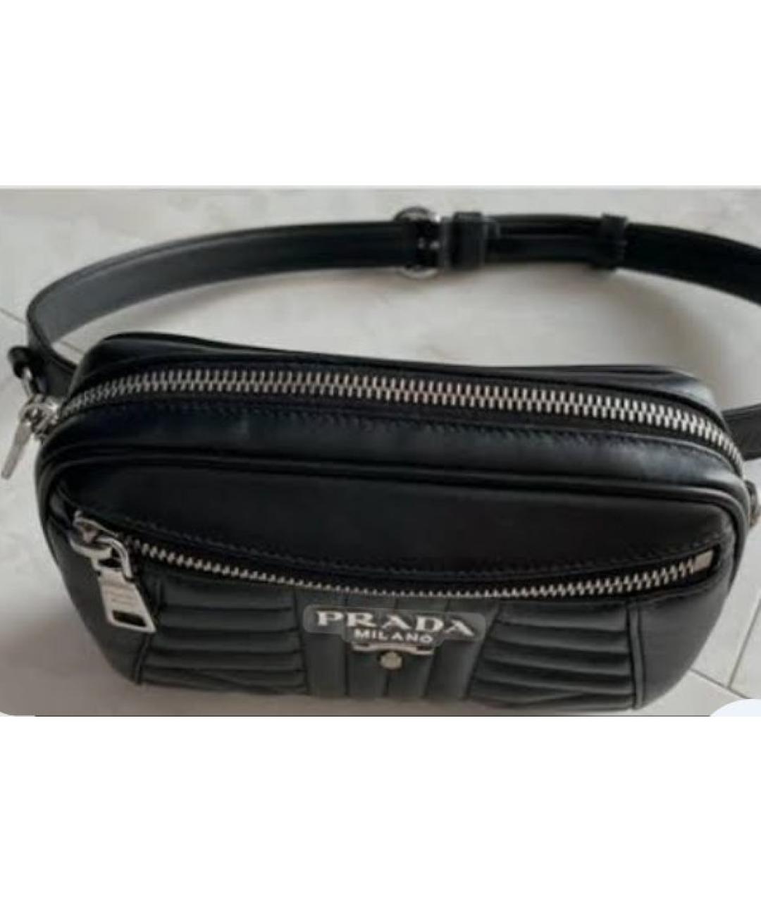 PRADA Черная кожаная поясная сумка, фото 7