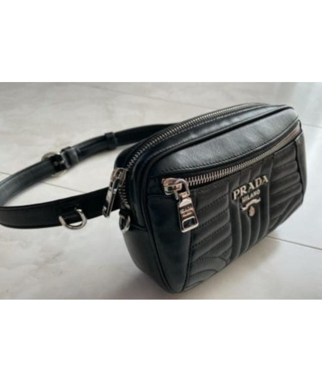 PRADA Черная кожаная поясная сумка, фото 6