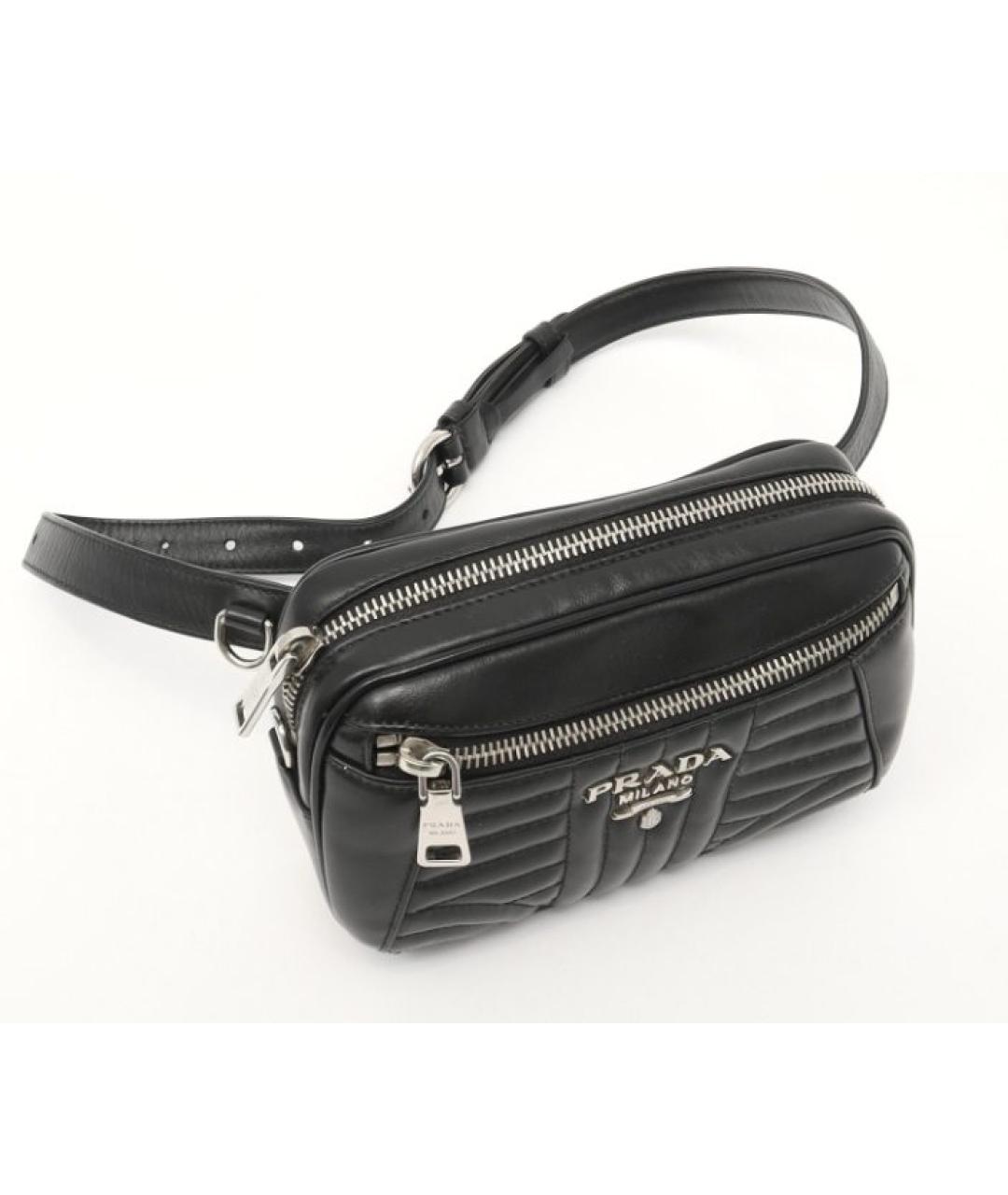 PRADA Черная кожаная поясная сумка, фото 2