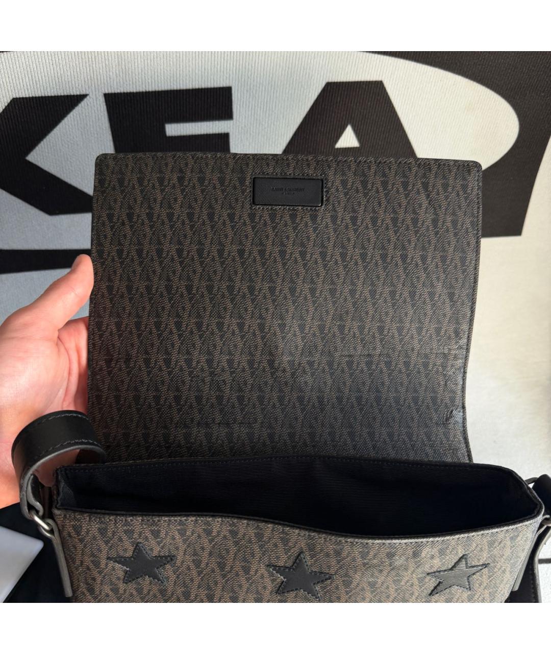 SAINT LAURENT Коричневая барсетка из искусственной кожи, фото 8