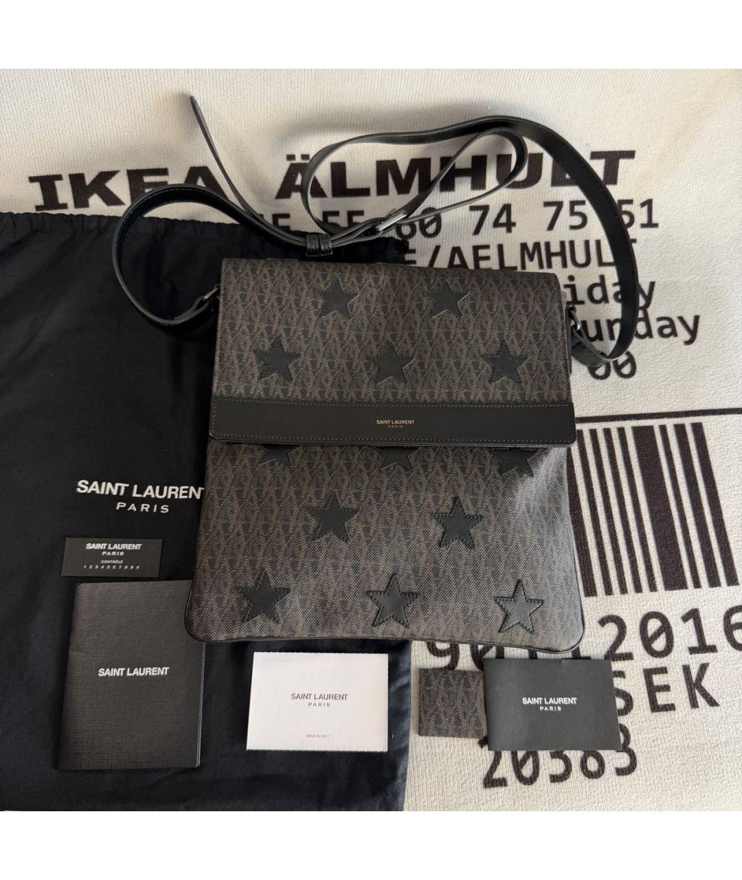 SAINT LAURENT Коричневая барсетка из искусственной кожи, фото 2