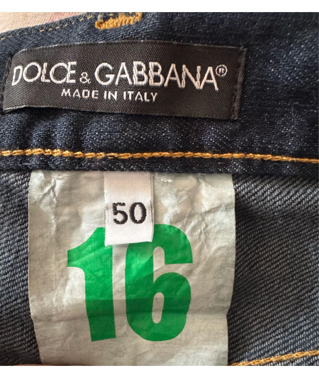 DOLCE&GABBANA Темно-синие хлопковые прямые джинсы, фото 6