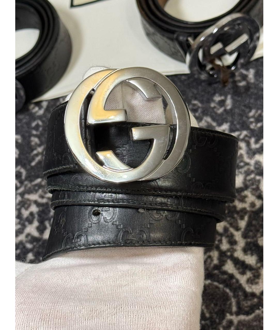 GUCCI Черный кожаный ремень, фото 2