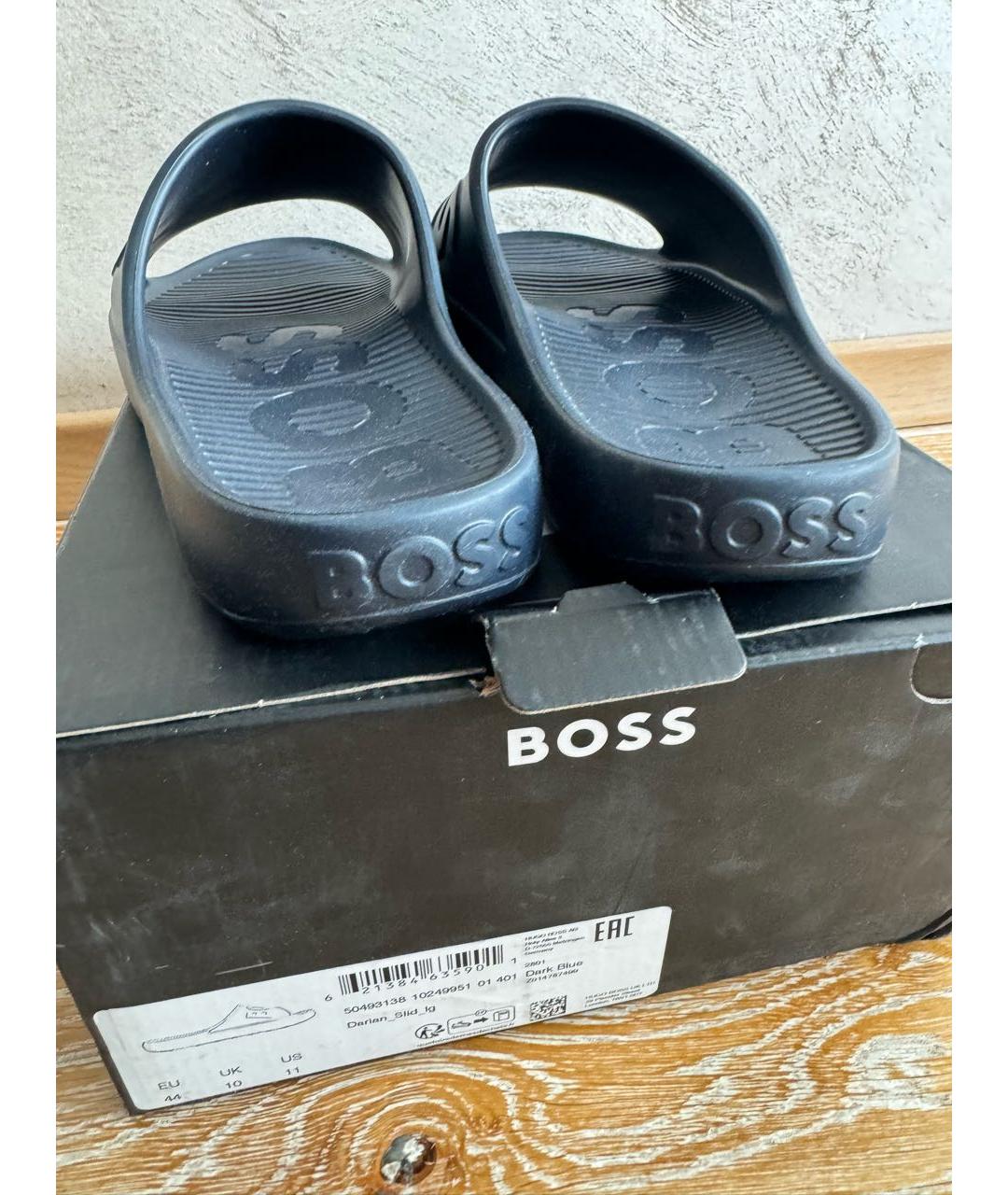 HUGO BOSS Темно-синие шлепанцы, фото 4