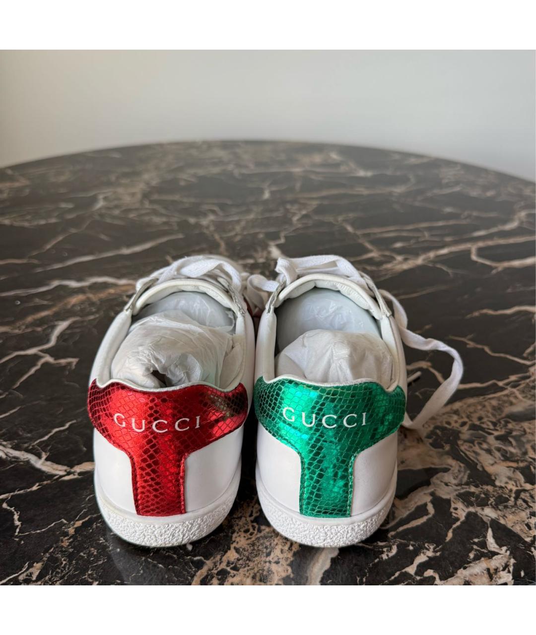 GUCCI Белые кожаные кеды, фото 2