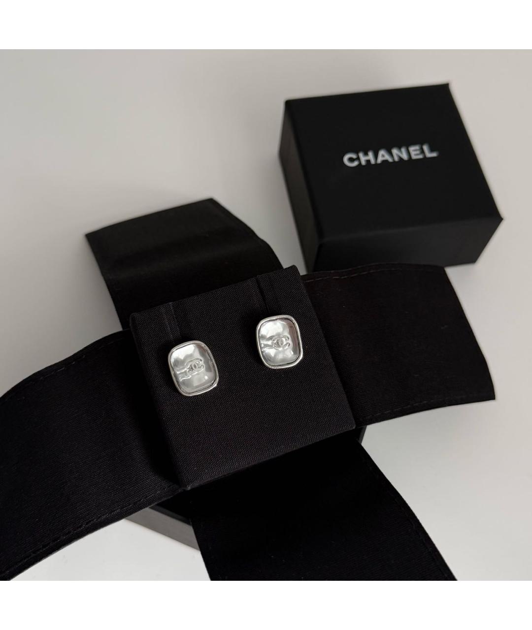CHANEL Прозрачные металлические серьги, фото 5