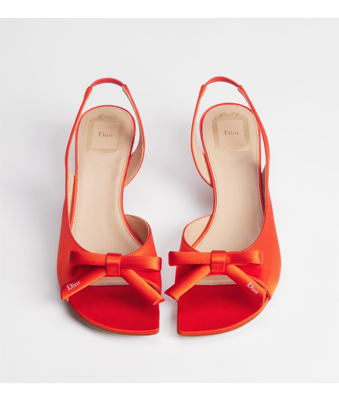 CHRISTIAN DIOR Коралловые текстильные босоножки, фото 2