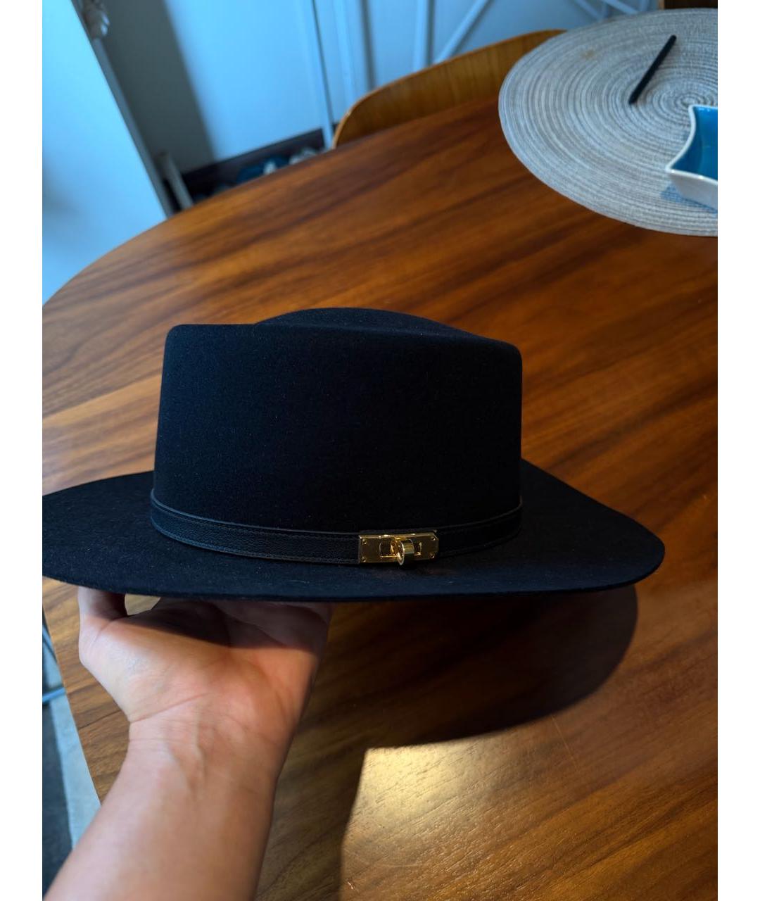 HERMES Черная шерстяная шляпа, фото 4