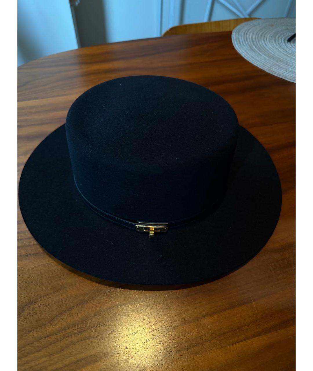 HERMES Черная шерстяная шляпа, фото 2