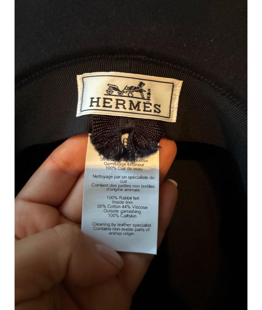 HERMES Черная шерстяная шляпа, фото 7