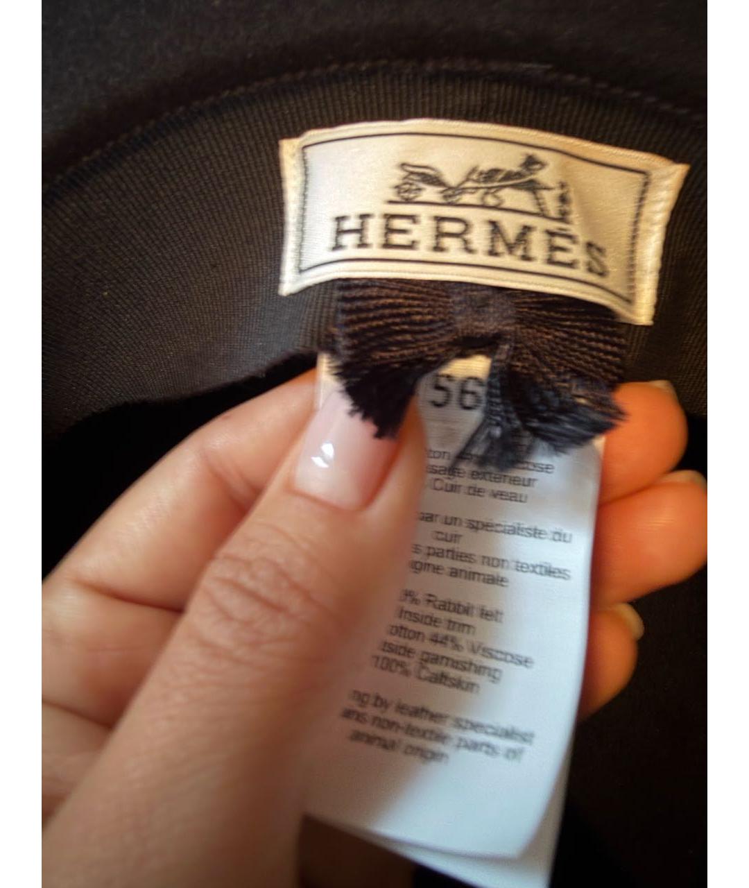 HERMES Черная шерстяная шляпа, фото 8