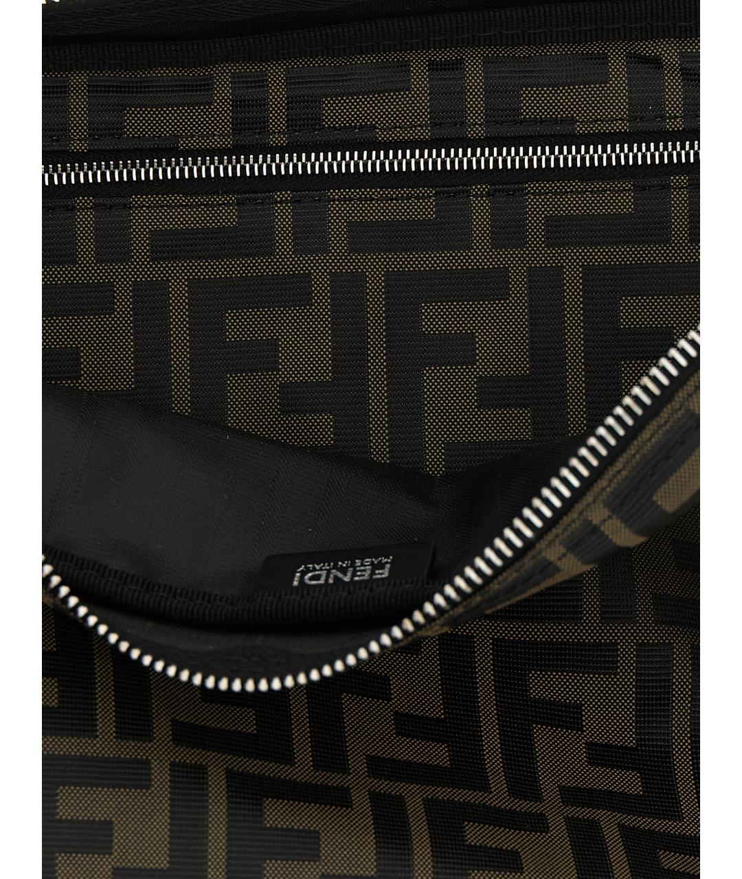 FENDI Коричневая тканевая барсетка, фото 4