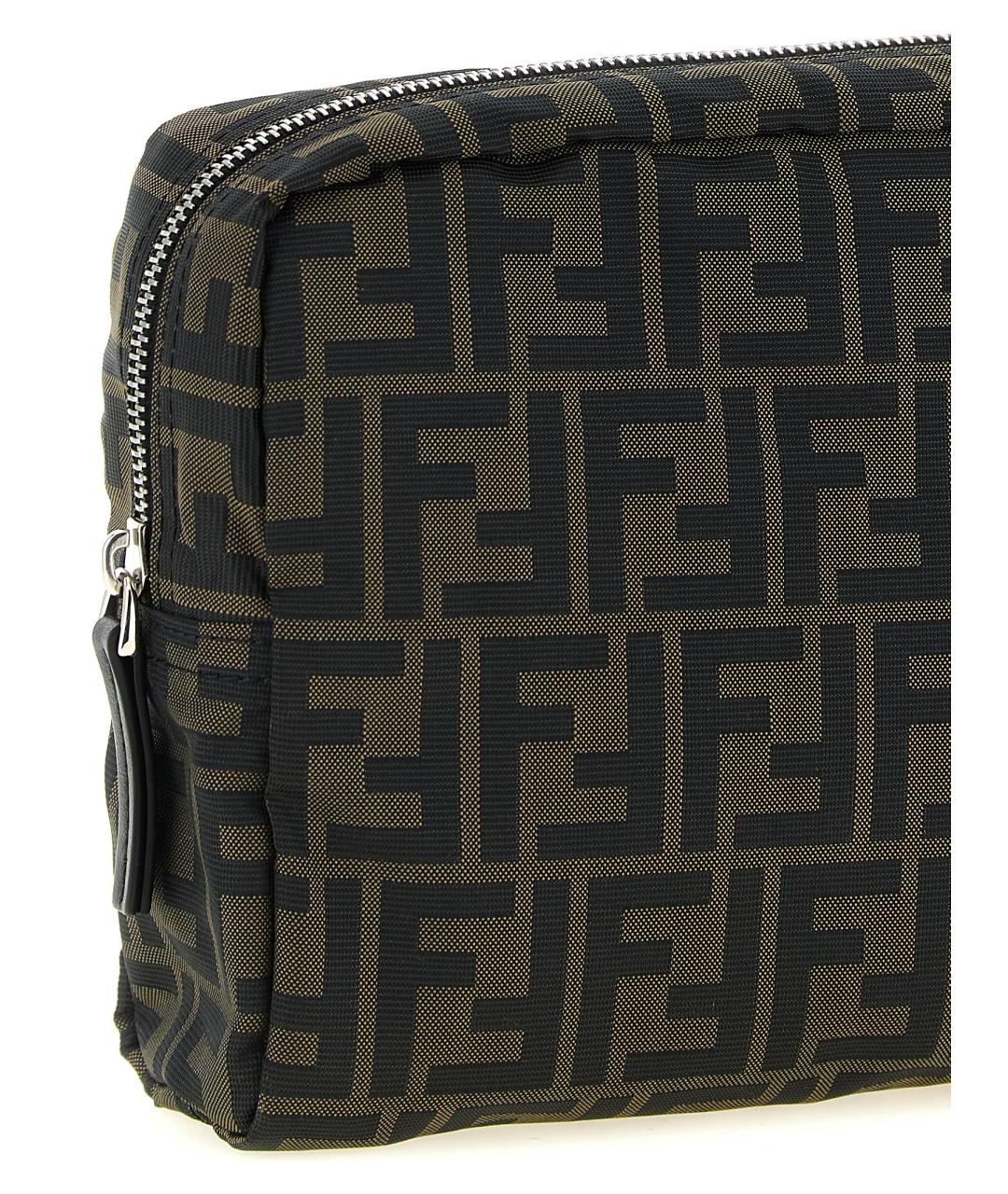 FENDI Коричневая тканевая барсетка, фото 3
