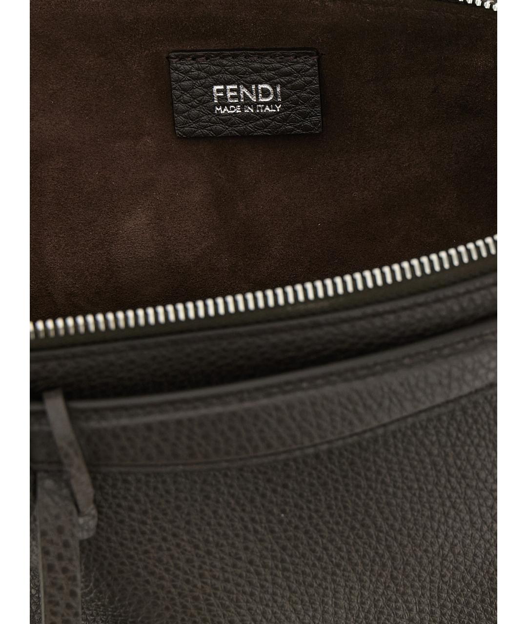 FENDI Коричневая кожаная сумка через плечо, фото 4