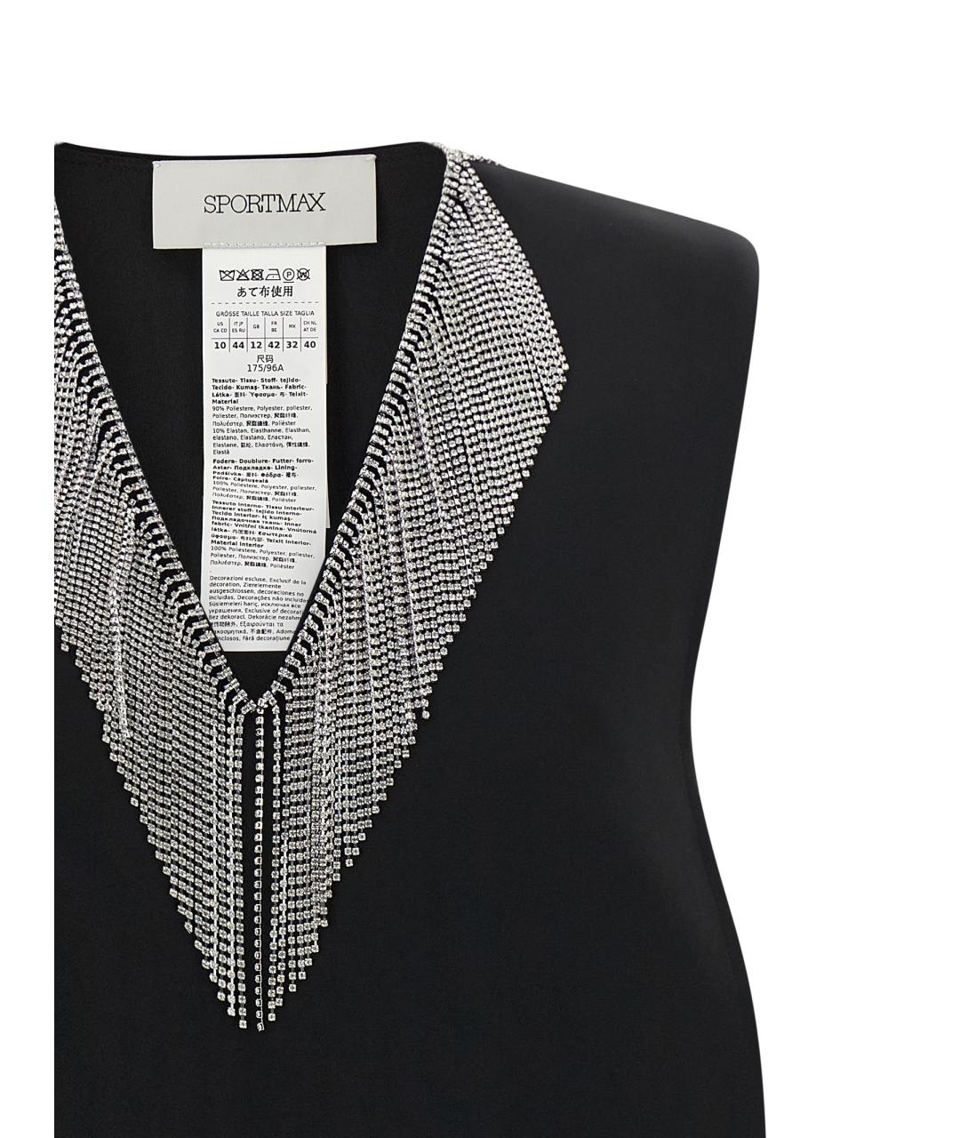 SPORTMAX Черная полиэстеровая блузы, фото 3
