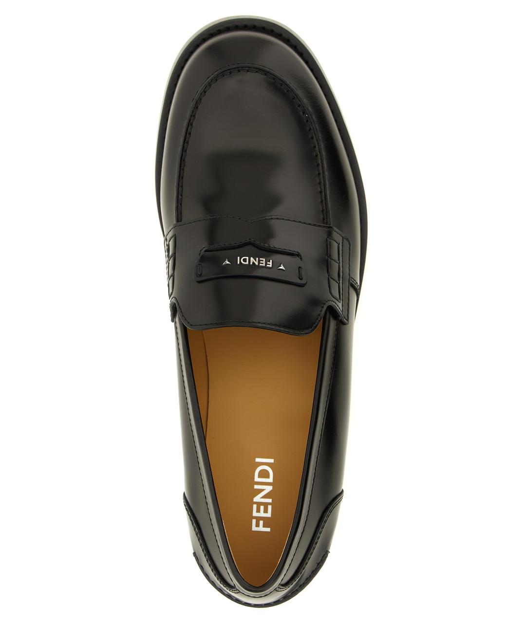 FENDI Черные кожаные лоферы, фото 4