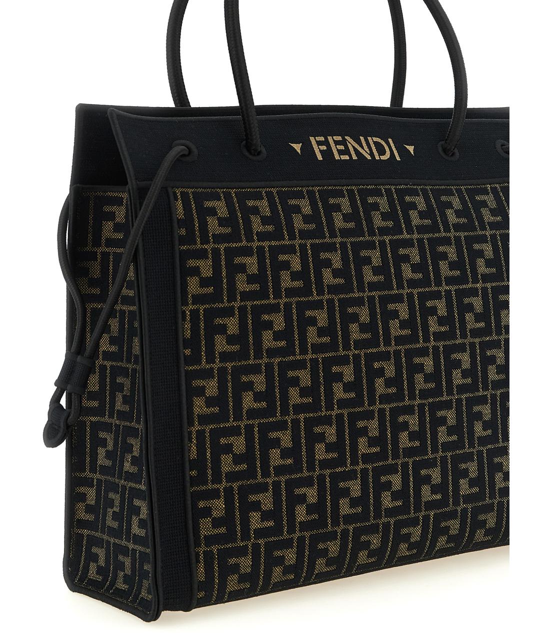 FENDI Коричневая хлопковая сумка тоут, фото 3