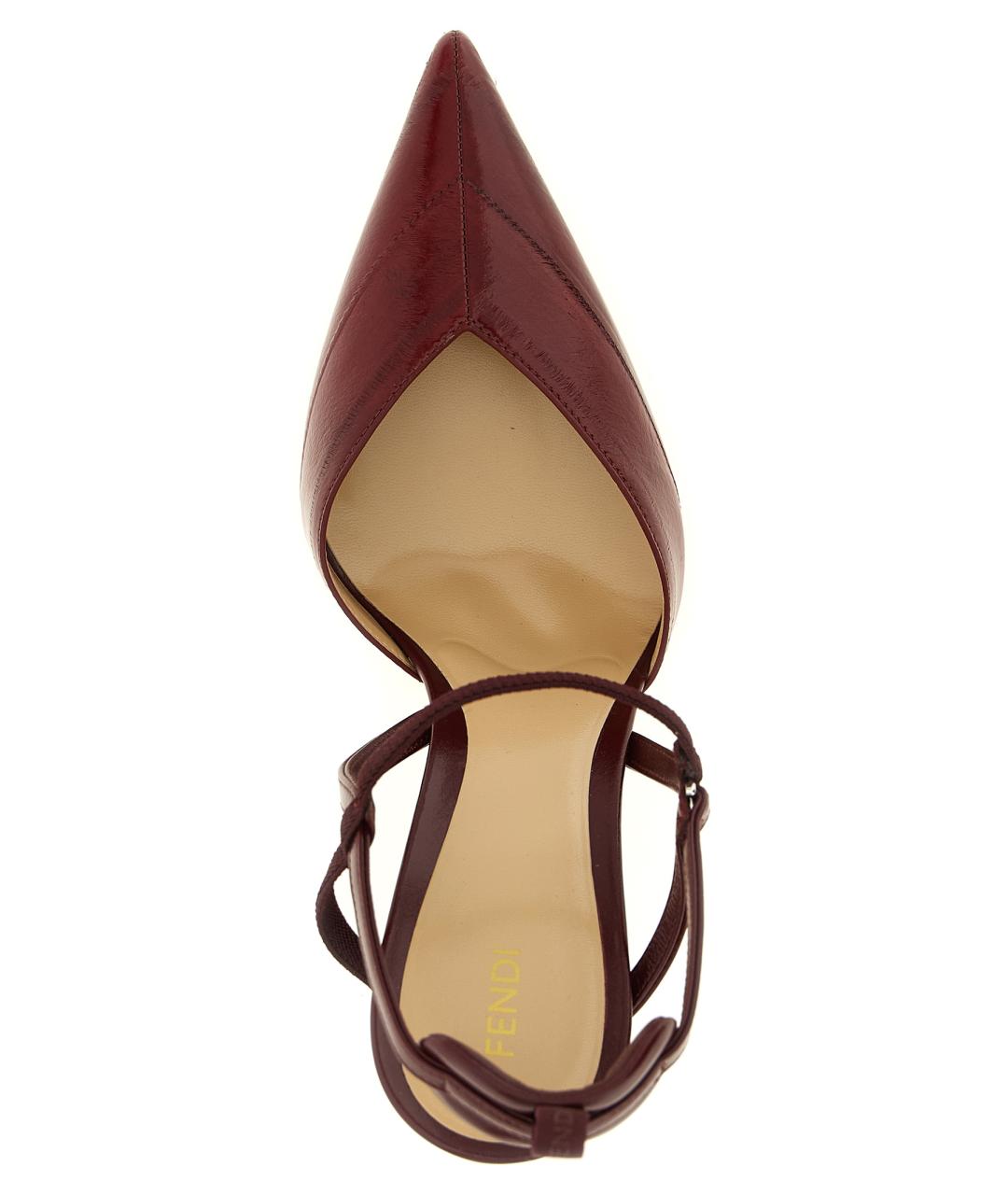 FENDI Бордовые кожаные туфли, фото 4