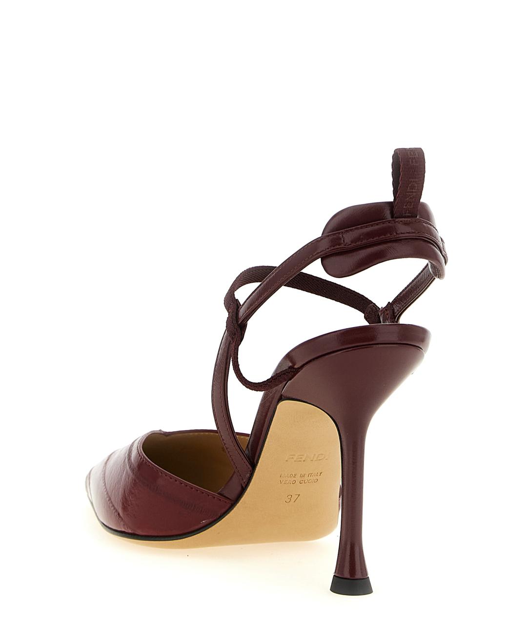 FENDI Бордовые кожаные туфли, фото 3