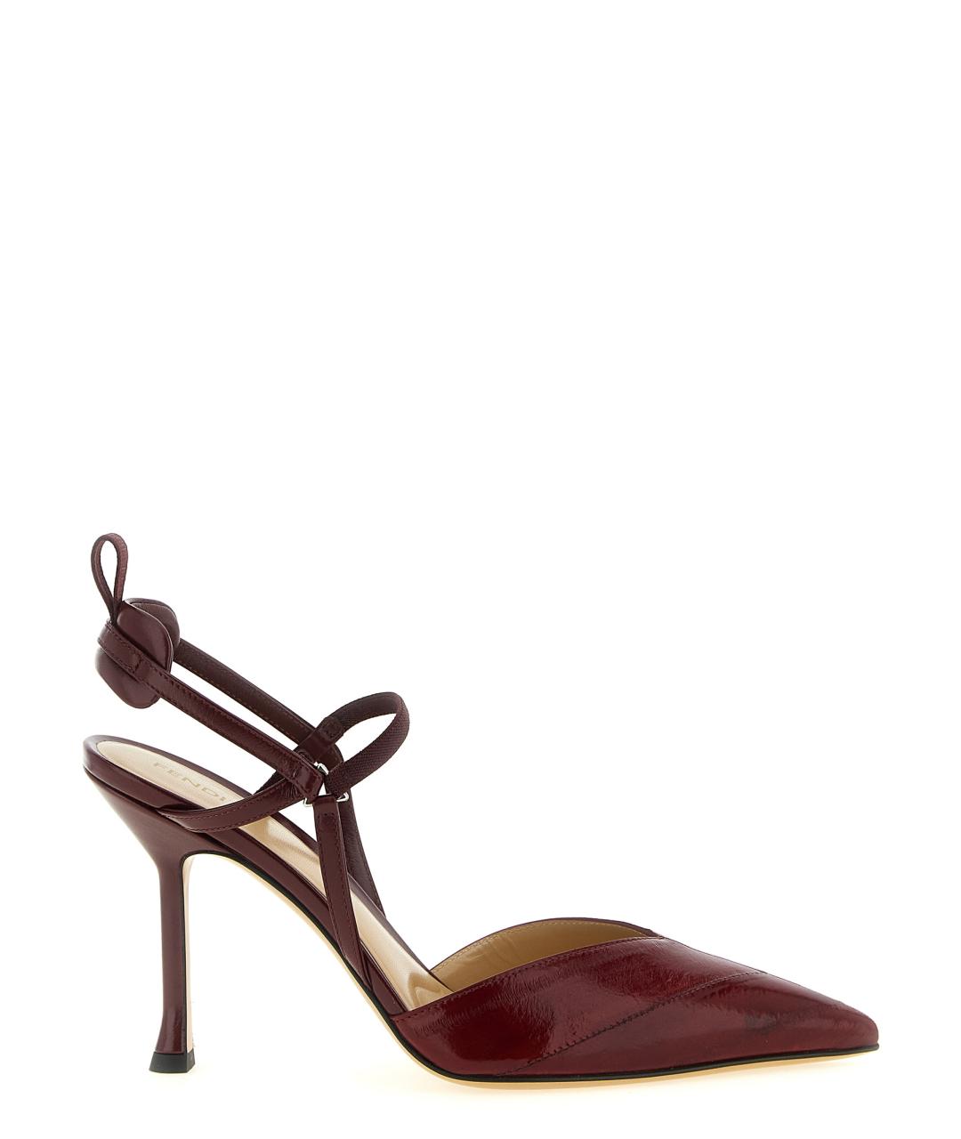 FENDI Бордовые кожаные туфли, фото 1