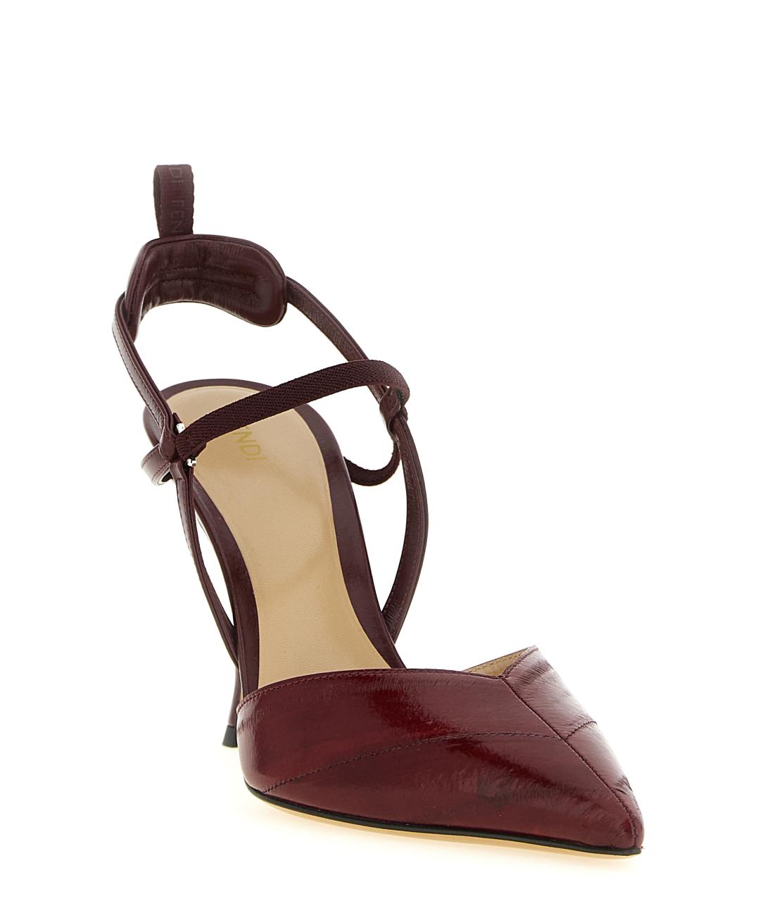 FENDI Бордовые кожаные туфли, фото 2