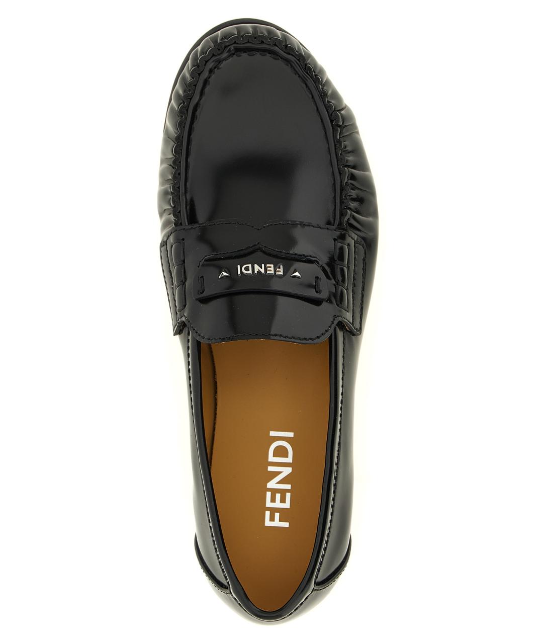 FENDI Черные кожаные лоферы, фото 4