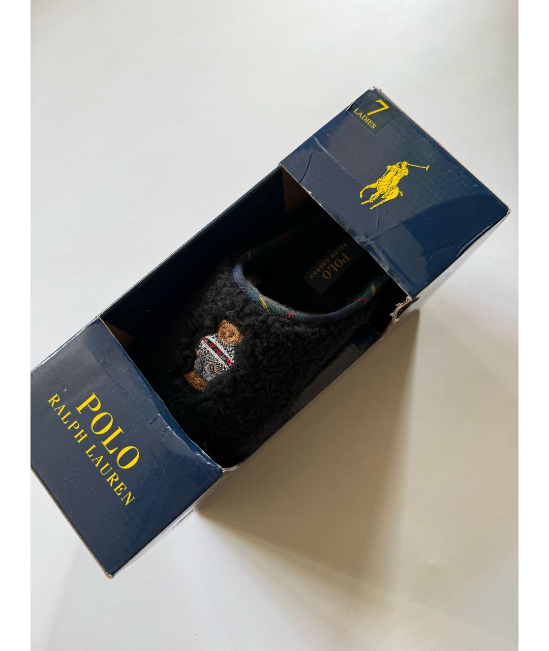 POLO RALPH LAUREN Черные шлепанцы, фото 4