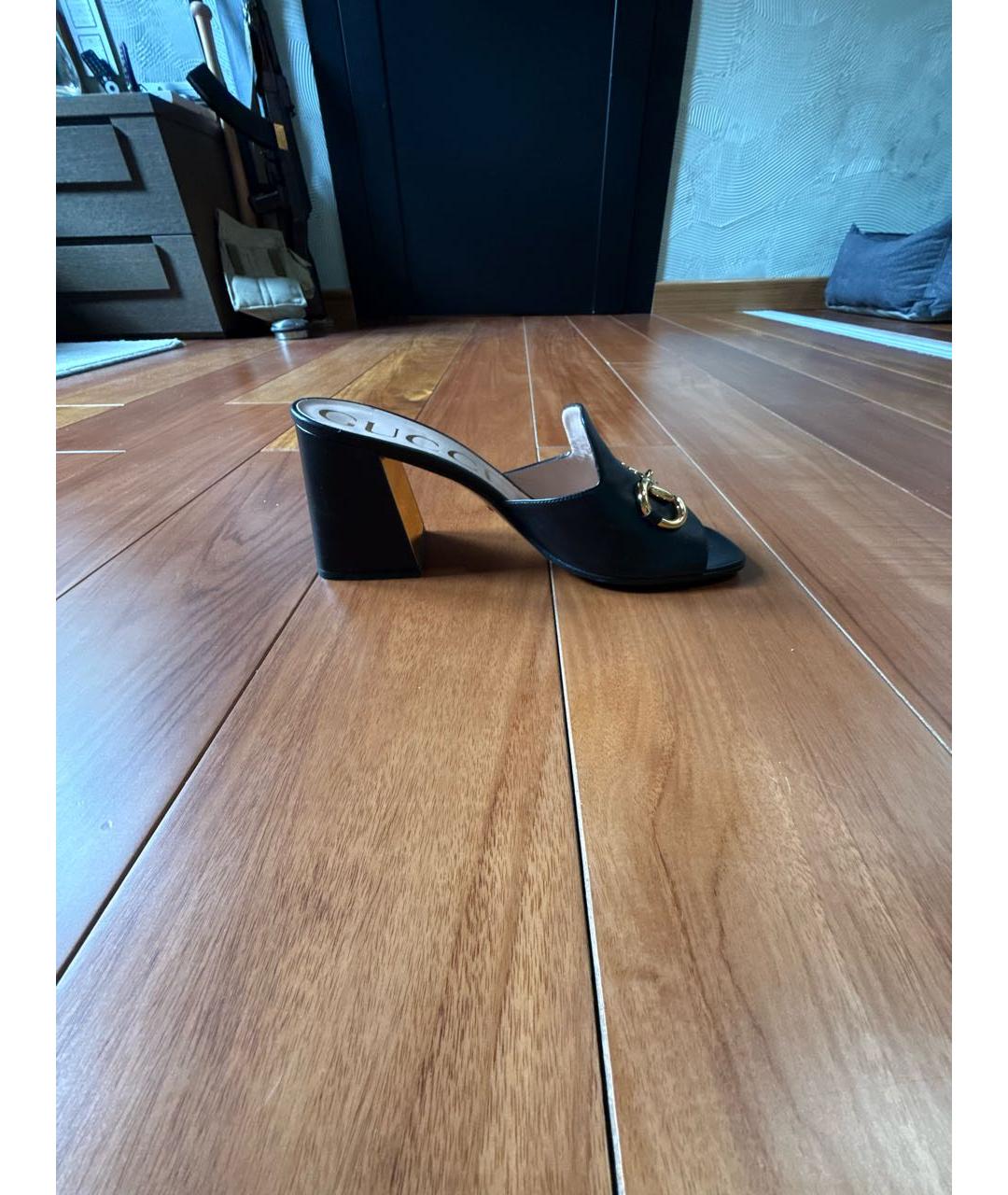 GUCCI Черные кожаные сабо, фото 4