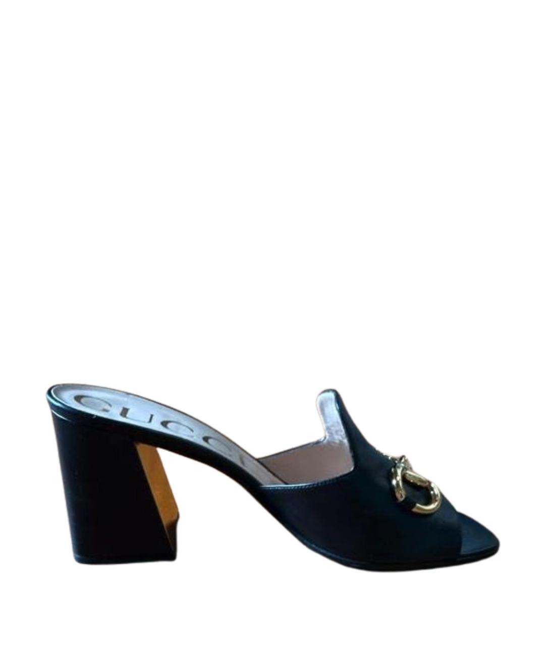 GUCCI Черные кожаные сабо, фото 1