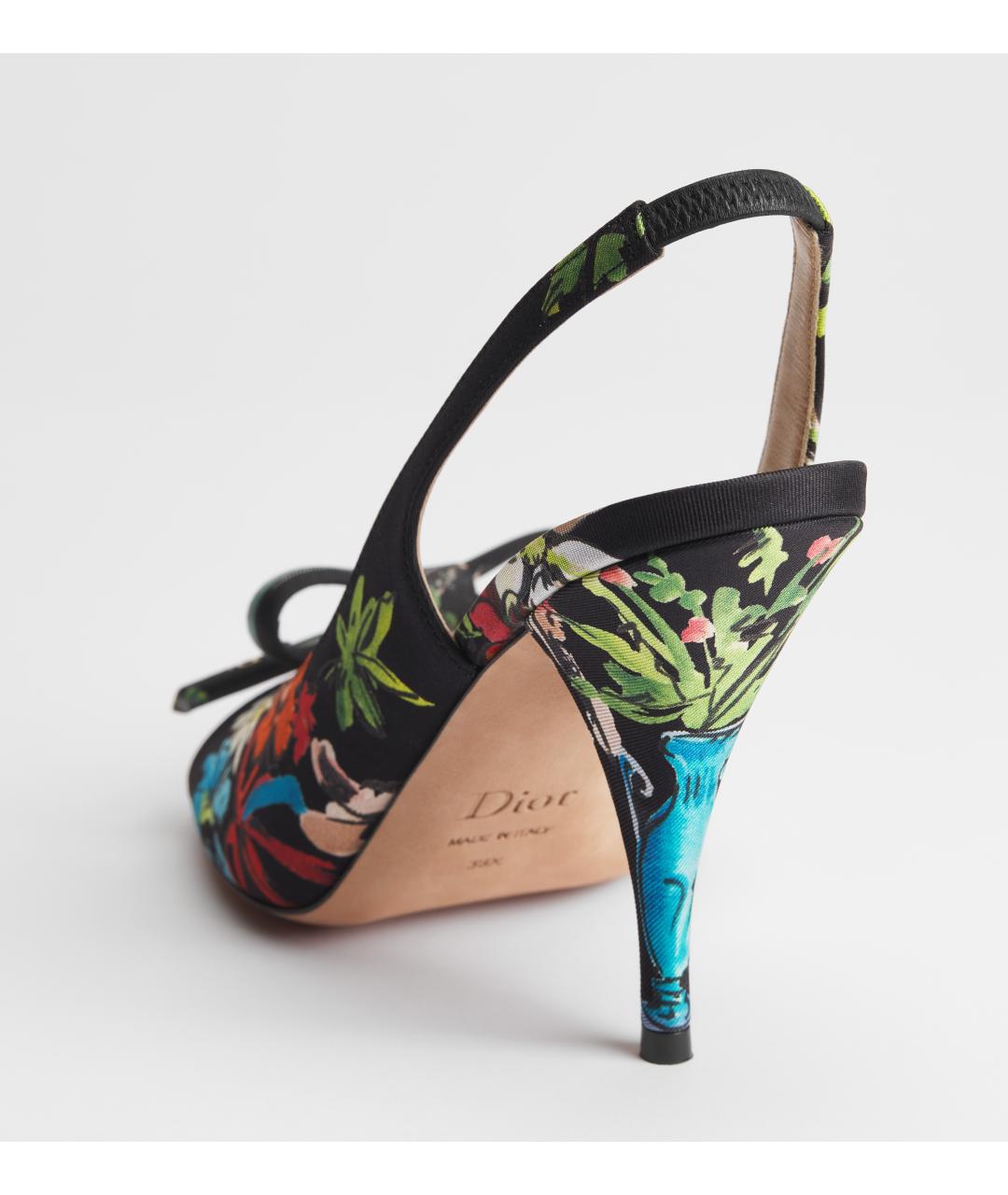 CHRISTIAN DIOR Черные текстильные босоножки, фото 3