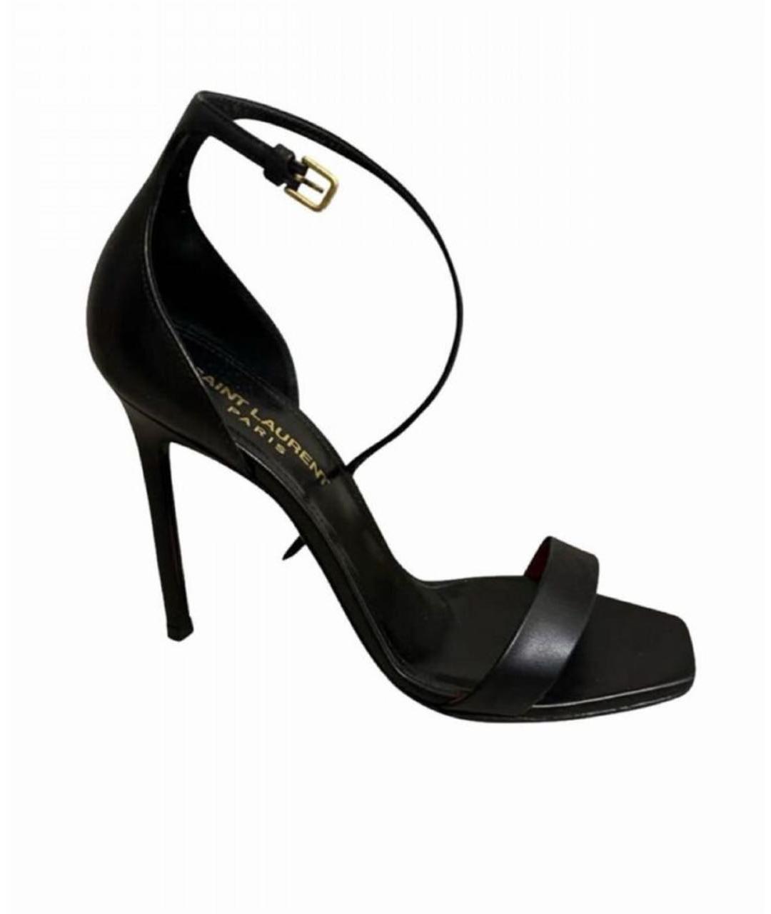 SAINT LAURENT Черные кожаные босоножки, фото 1