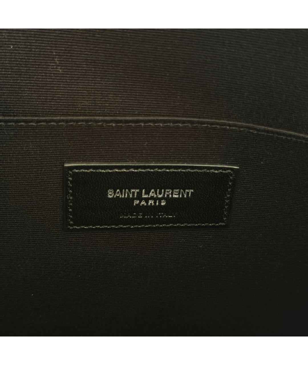 SAINT LAURENT Хаки кожаная барсетка, фото 5