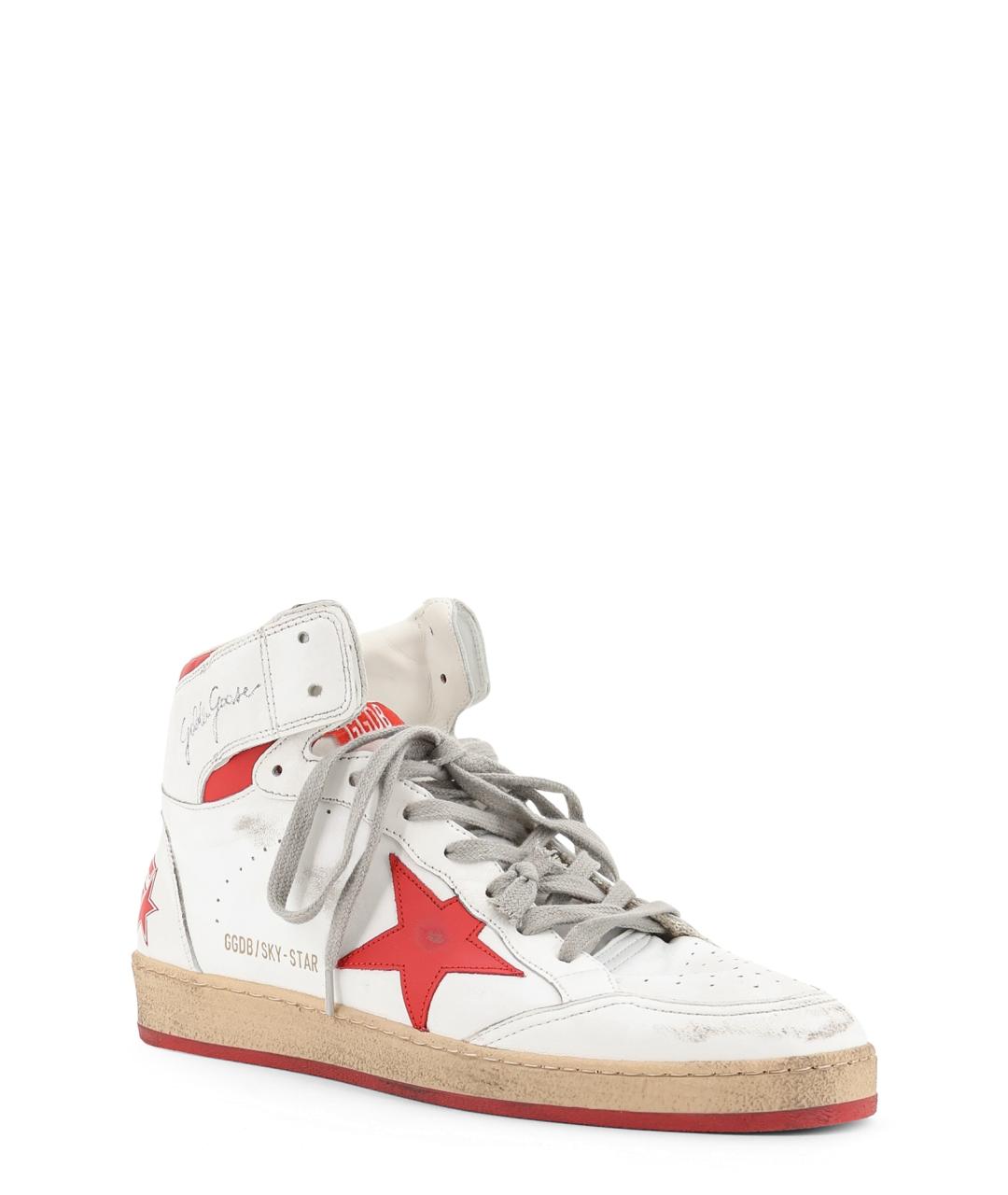 GOLDEN GOOSE Белые кожаные высокие кроссовки / кеды, фото 2