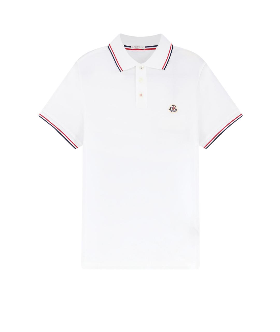 MONCLER Белое хлопковое поло с коротким рукавом, фото 1
