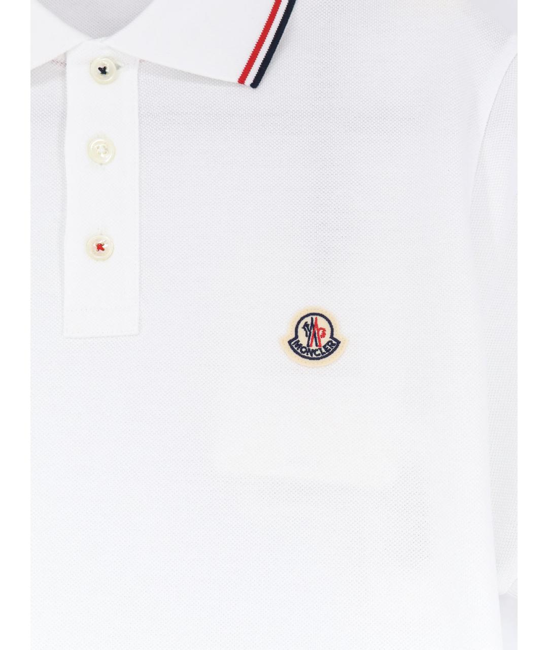 MONCLER Белое хлопковое поло с коротким рукавом, фото 3