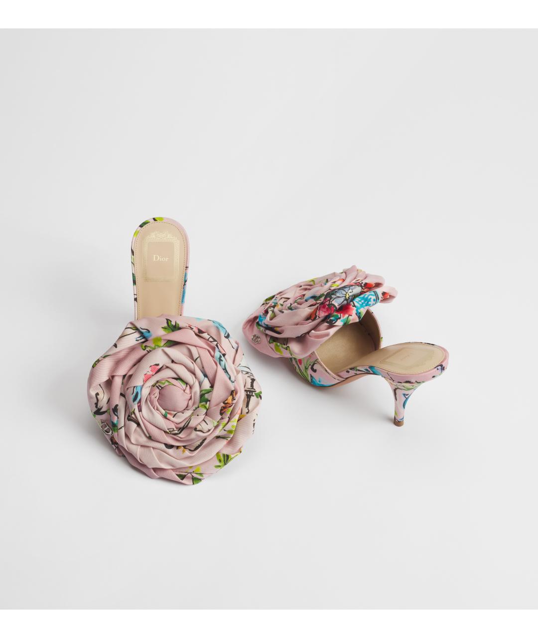 CHRISTIAN DIOR Розовые текстильные босоножки, фото 2