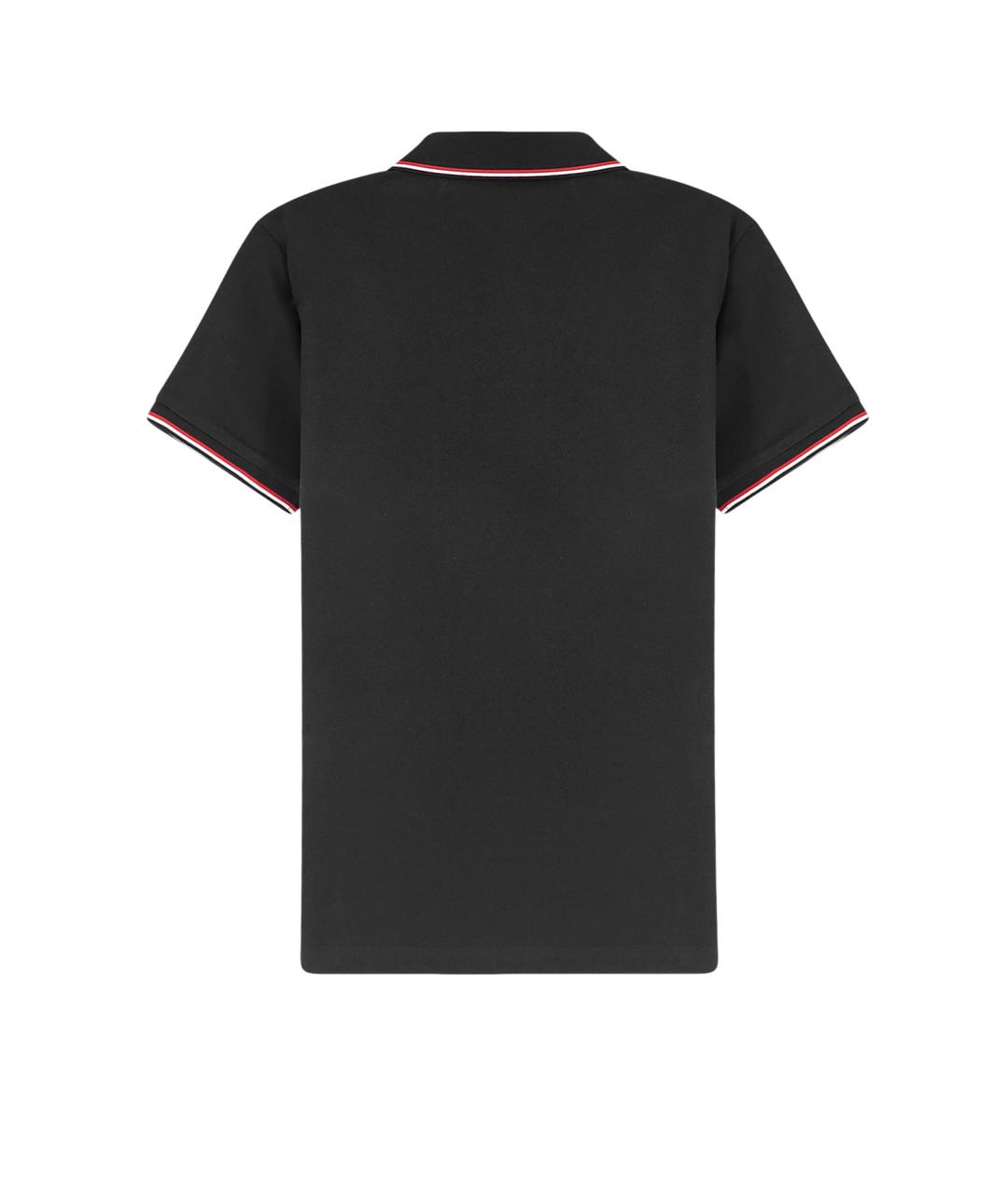 MONCLER Черное хлопковое поло с коротким рукавом, фото 2