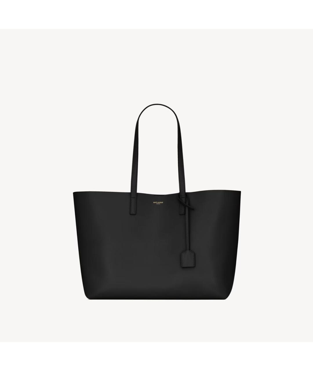 SAINT LAURENT Черная кожаная сумка тоут, фото 3