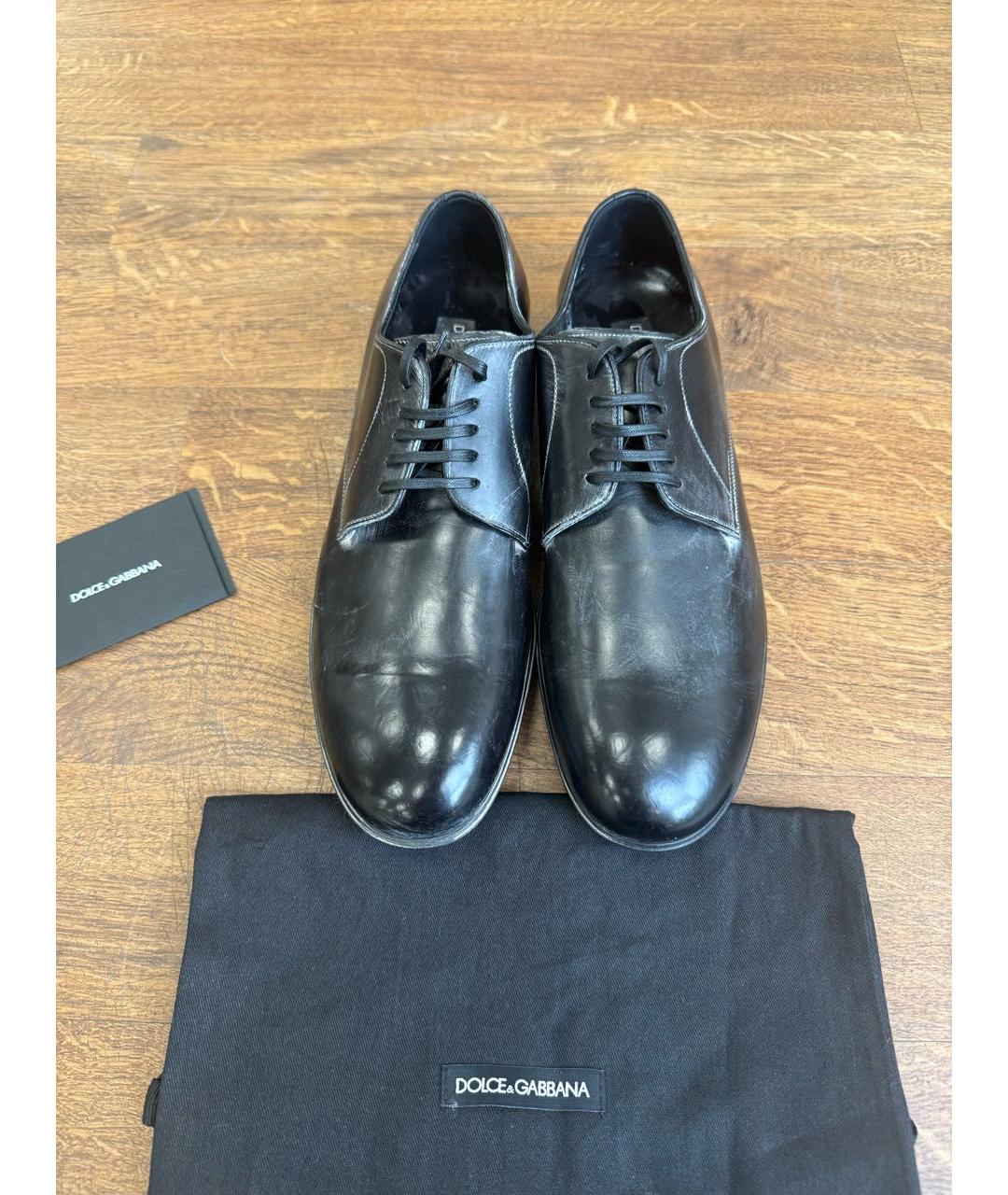 DOLCE&GABBANA Черные кожаные туфли, фото 2